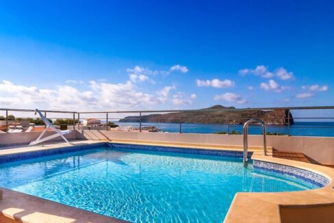 Seafront Villa with Rooftop Pool in Agia Marina, Chania